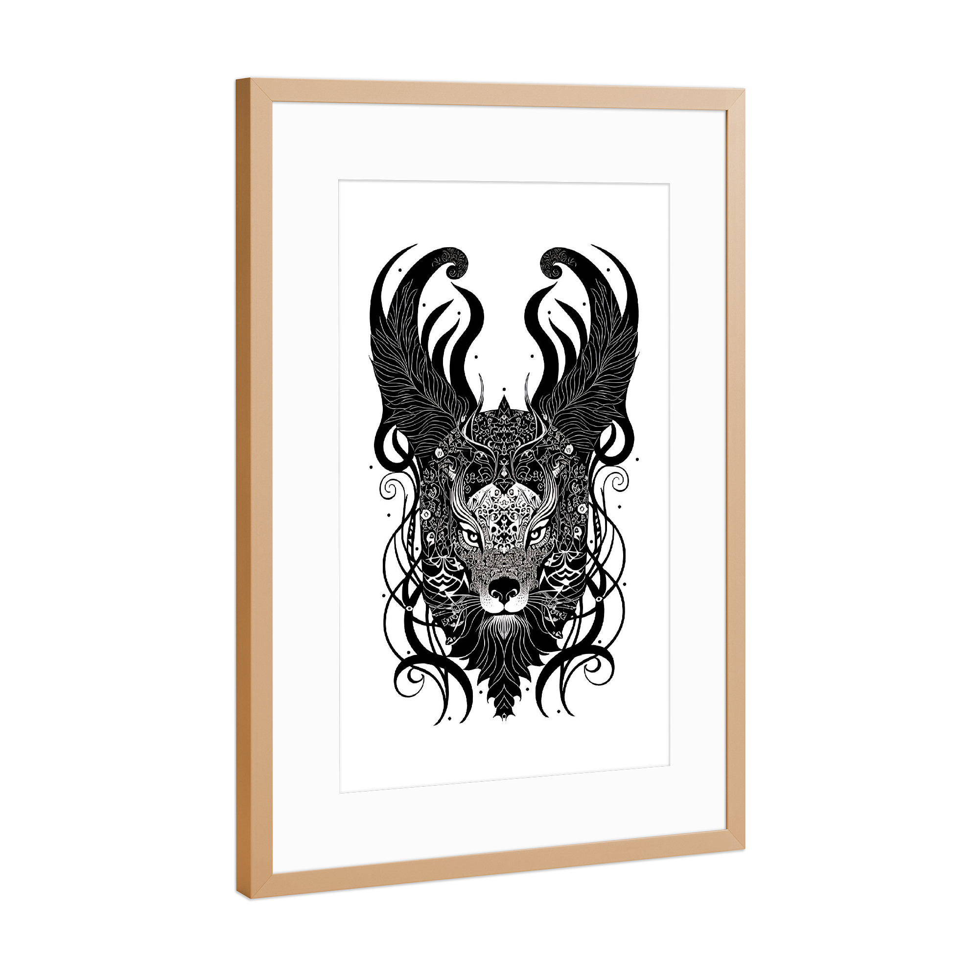 Poster mit Rahmen Kupfer "The inner monster" artboxONE - Tiere,Schwarzweiß,Fiktion