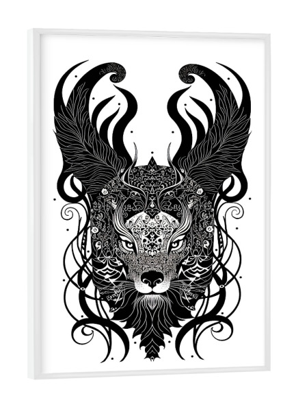 Poster mit weißem Rahmen "The inner monster" artboxONE - Tiere,Schwarzweiß,Fiktion