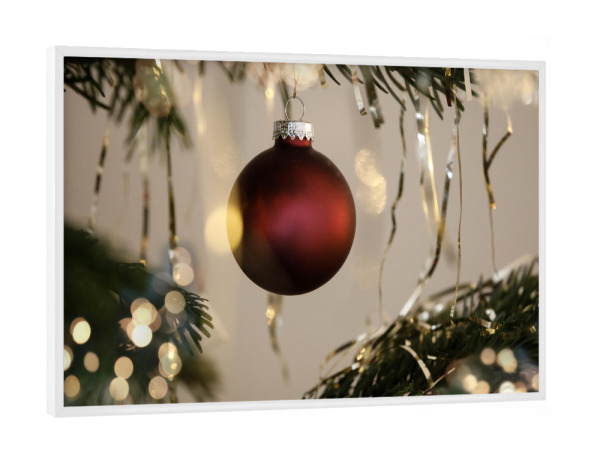Poster mit weißem Rahmen "Glitzernde Weihnachten rot gold" artboxONE - Natur,Floral,Weihnachten
