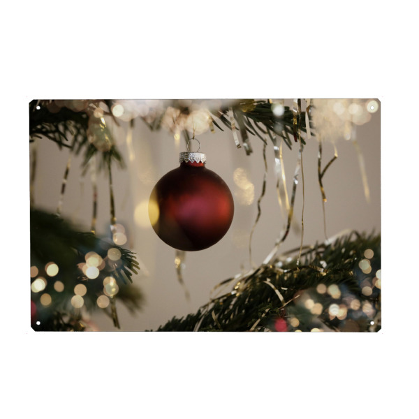 Metall Poster "Glitzernde Weihnachten rot gold" artboxONE - Natur,Floral,Weihnachten