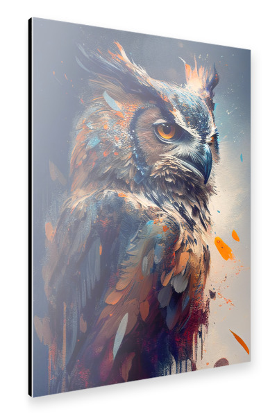 Alu-Dibond "Blaue Eulenmalerei" 30x20 cm artboxONE