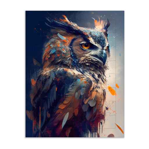 Blaue Eulenmalerei