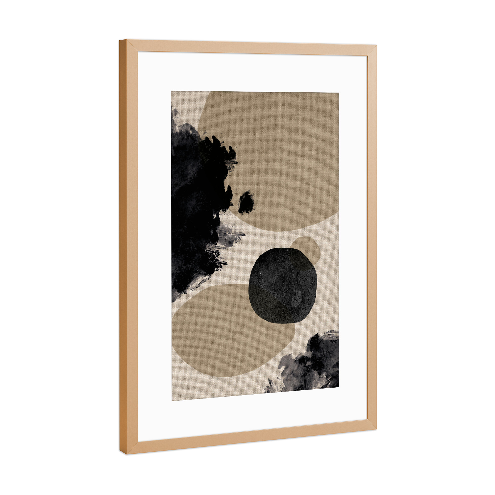 Poster mit Rahmen Kupfer "Linen splash dots" artboxONE - Abstrakt - Japandi,Modern,Art,Wabisabi,Ibiza,Kunstdruck,Vacation,Geschenk,Einrichtung