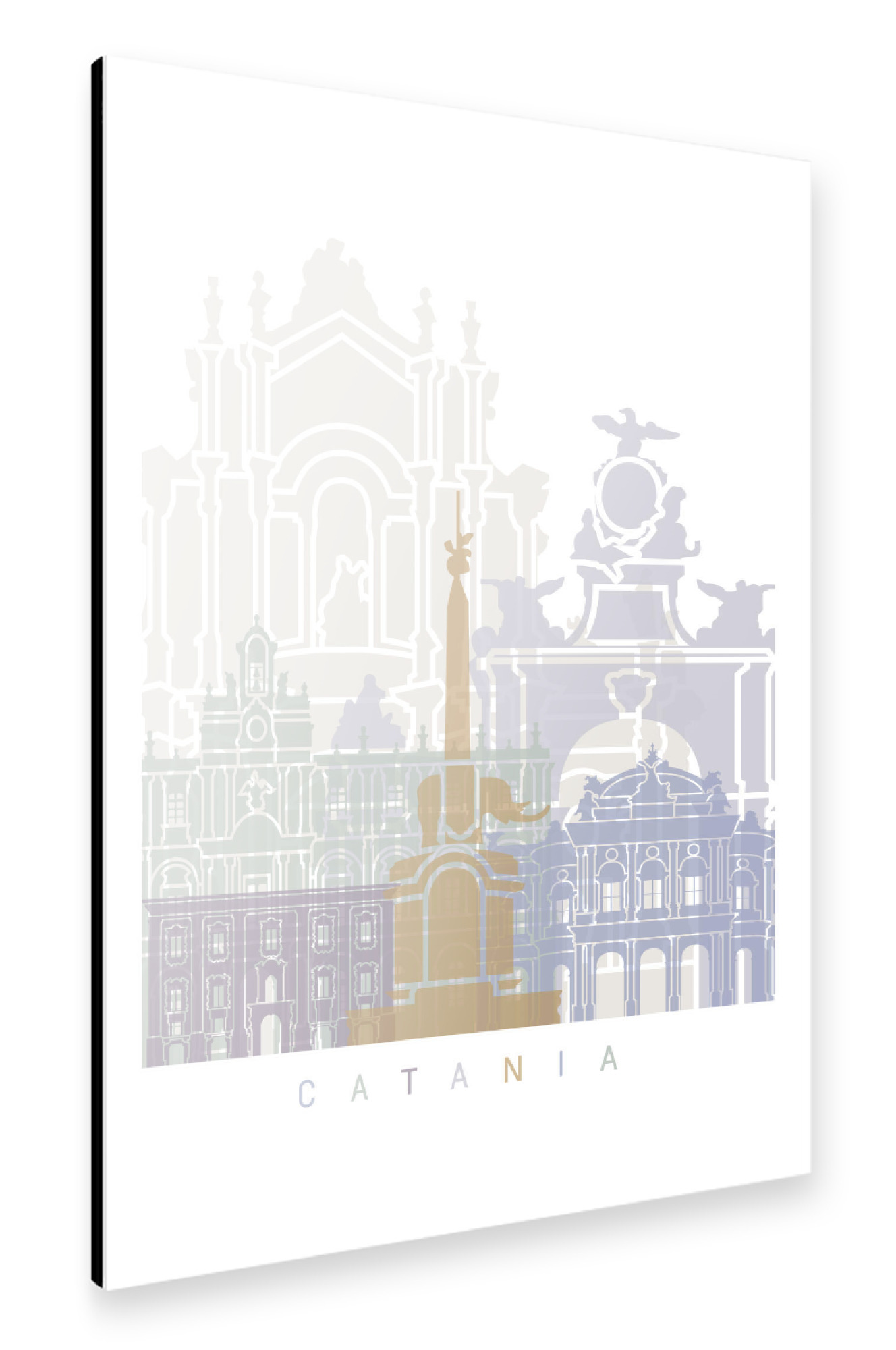 Alu-Dibond "CATANIA SKYLINE PASTELL" 30x20 cm artboxONE