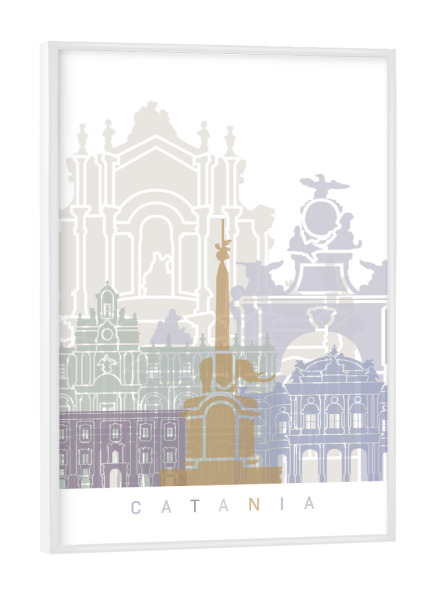 Poster mit weißem Rahmen "CATANIA SKYLINE PASTELL" artboxONE - Städte,Architektur