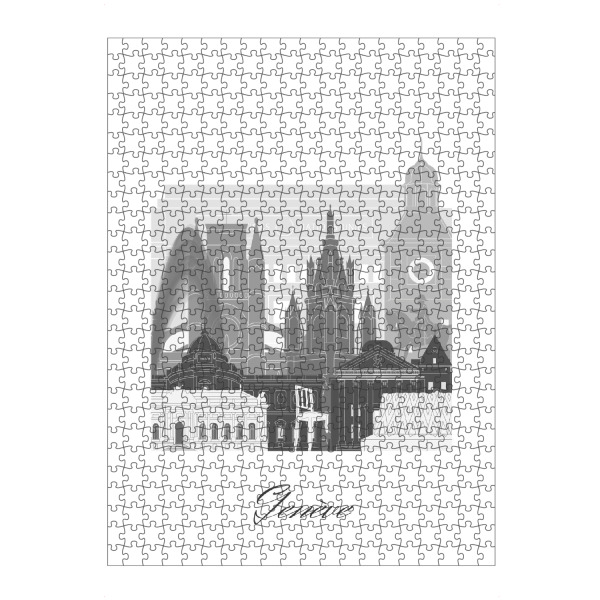 artboxONE Puzzle "Genfer Skyline schwarz-weiß" artboxONE - Städte,Reise,Architektur,Kartografie