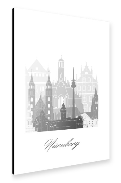 Alu-Dibond "Nürnberger Skyline schwarz weiß" 30x20 cm artboxONE