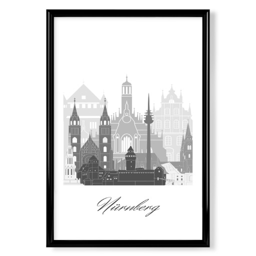 Nürnberger Skyline schwarz weiß