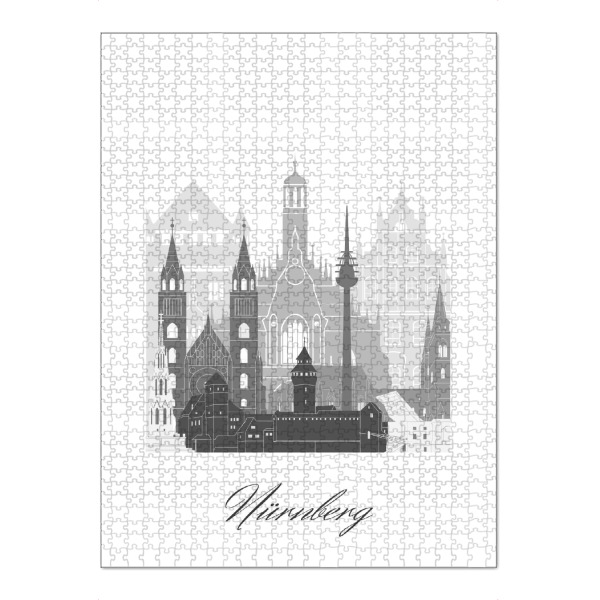 Puzzle Ravensburger "Nürnberger Skyline schwarz weiß" artboxONE - Städte,Reise,Architektur,Kartografie