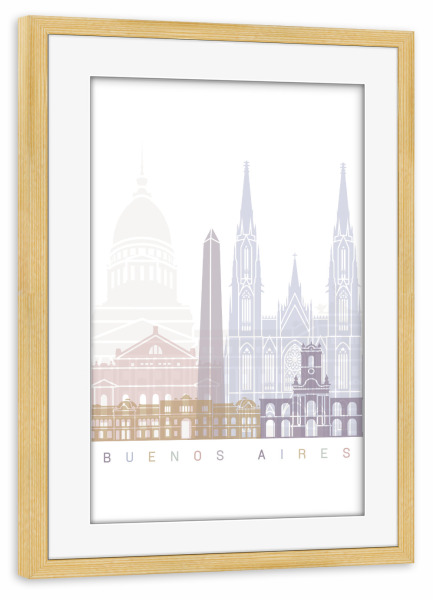 Poster mit Rahmen kiefer "Skyline von Buenos Aires Pastell" artboxONE - Städte,Architektur