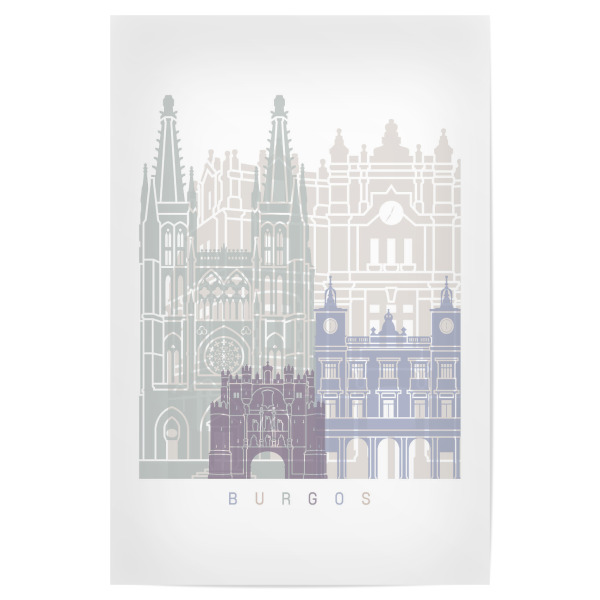 Poster "BURGOS SKYLINE PASTELL" artboxONE - Städte,Architektur