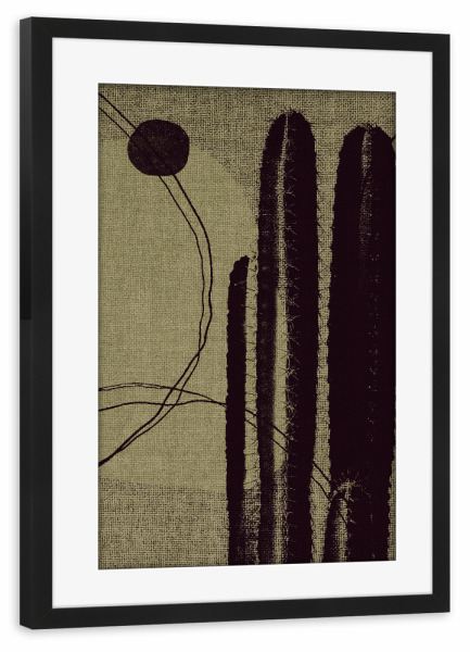 Poster mit Rahmen schwarz "Linen collection - cactus" artboxONE - Abstrakt - Japandi,Modern,Art,Ibiza,Kunstdruck,Geschenk,Einrichtung,Abstrakt,Kunst