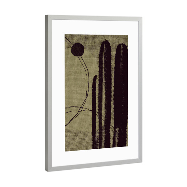 Poster mit Rahmen Silber "Linen collection - cactus" artboxONE - Abstrakt - Japandi,Modern,Art,Ibiza,Kunstdruck,Geschenk,Einrichtung,Abstrakt,Kunst