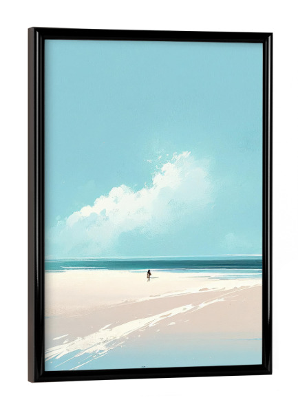 Poster mit schwarzem Rahmen "Minimale tropische Strandmalerei" artboxONE - Reise / Strand und Meer