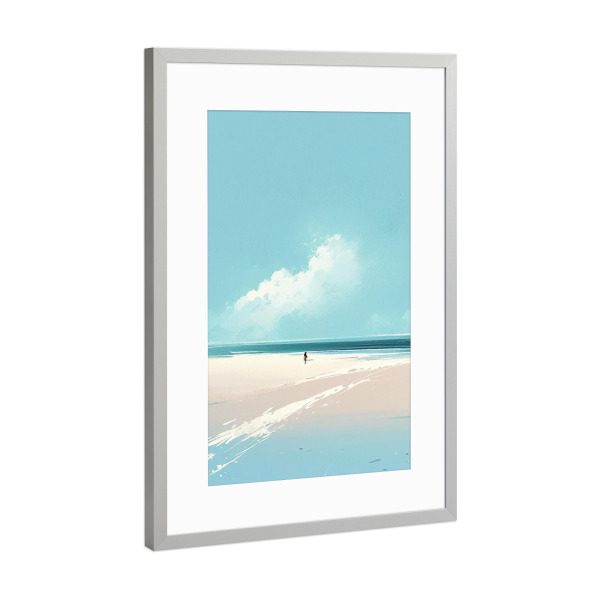 Poster mit Rahmen Silber "Minimale tropische Strandmalerei" artboxONE - Reise / Strand und Meer