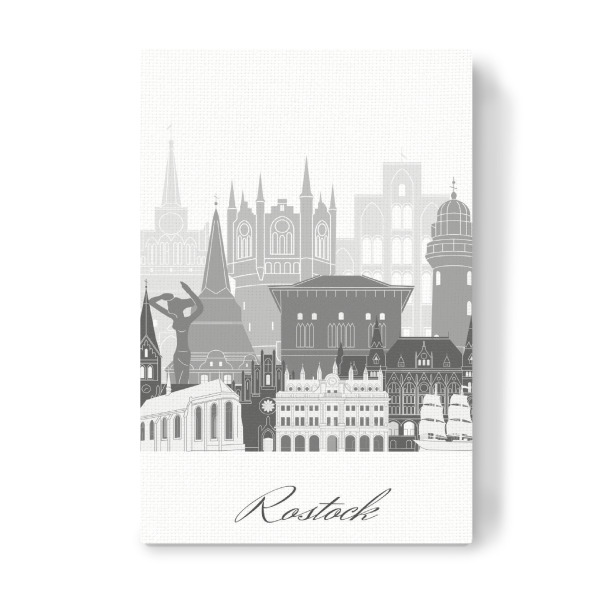 Leinwandbild "Rostocker Skyline schwarz-weiß" artboxONE - Städte,Reise,Architektur,Kartografie