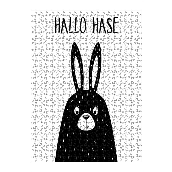 Puzzle Ravensburger "Hallo Hase _ black" artboxONE - Für Kinder,Tiere,Comic,Lustig