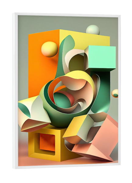 Poster mit weißem Rahmen "Abstrakter grüner Pastellturm" artboxONE - Abstrakt,Geometrie