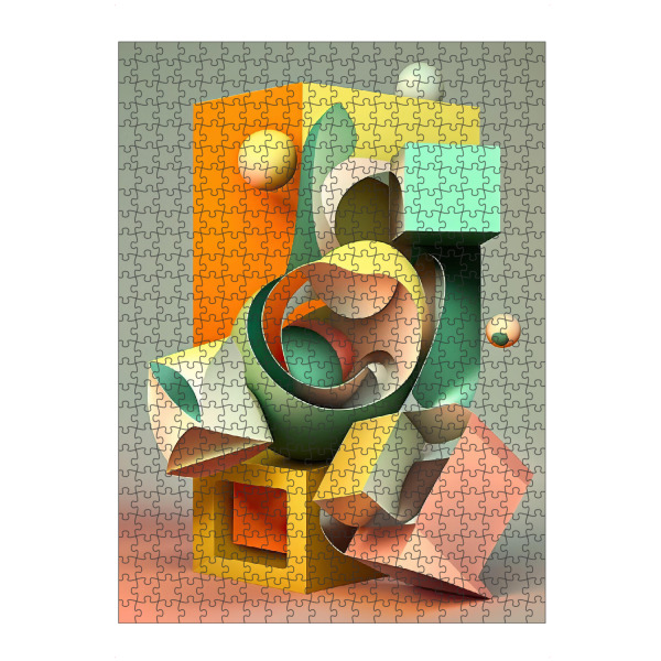 Puzzle Ravensburger "Abstrakter grüner Pastellturm" artboxONE - Abstrakt,Geometrie