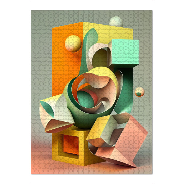 Puzzle Ravensburger "Abstrakter grüner Pastellturm" artboxONE - Abstrakt,Geometrie