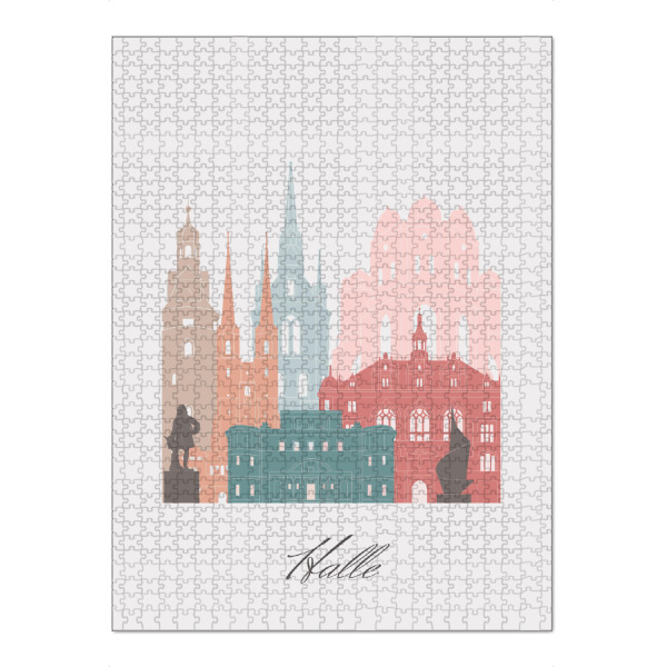 Puzzle Ravensburger "Halle-Skyline-Pastellstil" artboxONE - Städte,Reise,Architektur,Kartografie