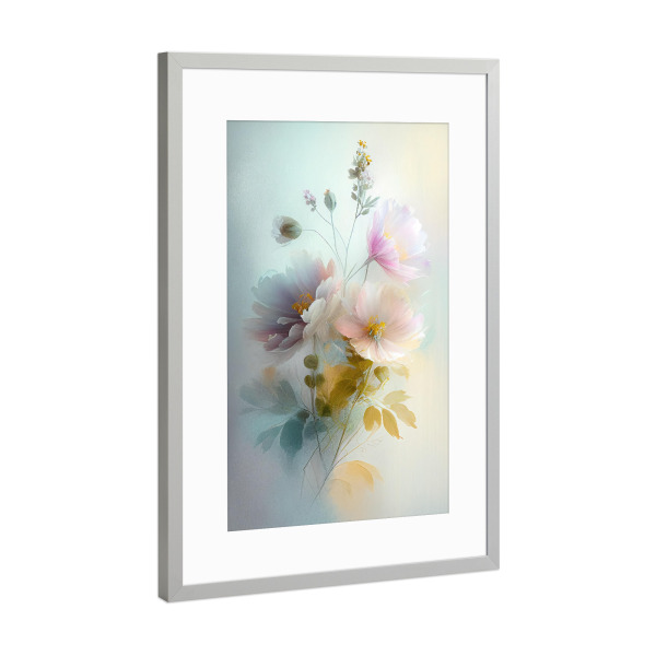 Poster mit Rahmen Silber "Verträumte Blumenmalerei" artboxONE - Floral