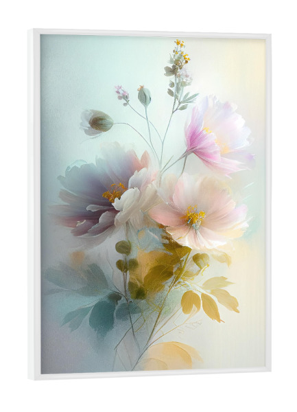 Poster mit weißem Rahmen "Verträumte Blumenmalerei" artboxONE - Floral