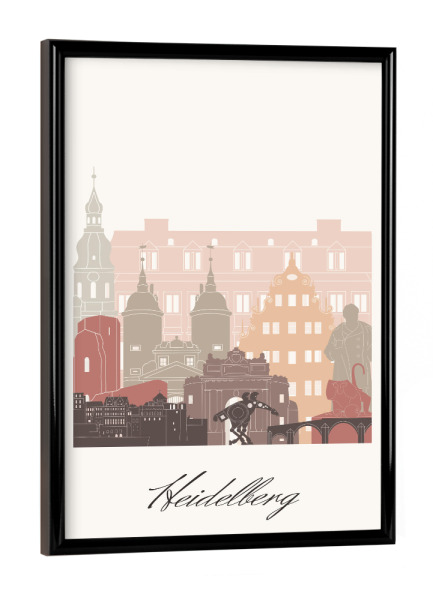 Poster mit schwarzem Rahmen "Heidelberger Skyline Terrakotta" artboxONE - Städte,Reise,Architektur,Kartografie