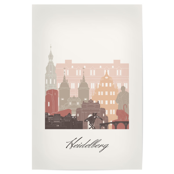 Poster "Heidelberger Skyline Terrakotta" artboxONE - Städte,Reise,Architektur,Kartografie