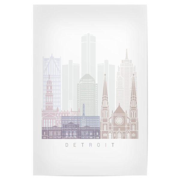 Poster 30x20 cm "DETROIT-SKYLINE-PASTELL" artboxONE - Städte