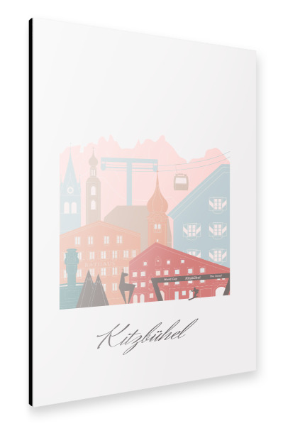 Alu-Dibond "Kitzbüheler Skyline in Pastell" 30x20 cm artboxONE