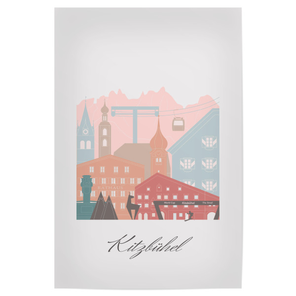Poster "Kitzbüheler Skyline in Pastell" artboxONE - Städte,Reise,Architektur,Kartografie