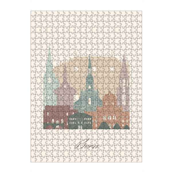 Puzzle Ravensburger "Berner Skyline im Salbeigrün-Stil" artboxONE - Städte,Reise,Architektur,Kartografie