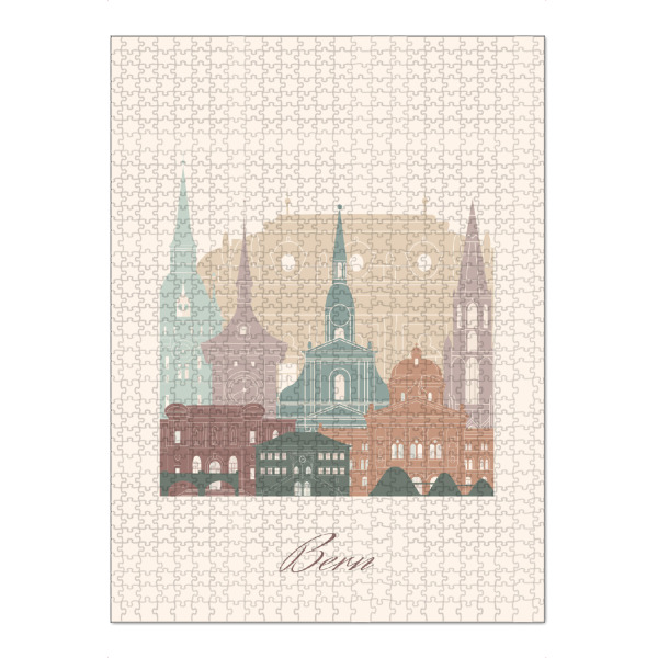 Puzzle Ravensburger "Berner Skyline im Salbeigrün-Stil" artboxONE - Städte,Reise,Architektur,Kartografie
