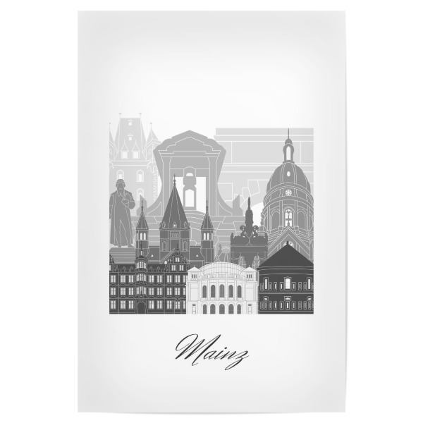 Poster 30x20 cm "Mainzer Skyline schwarz-weiß" artboxONE - Städte,Reise,Architektur,Kartografie