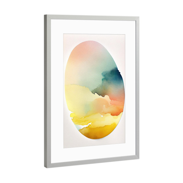 Poster mit Rahmen Silber "Aquarell Klecks" artboxONE - Abstrakt - Abstrakt,Kunst,Hell,Geometrien,Kontrastarm,Farbe,Malerei,Pastell,Ruhig,Form,Aquarell