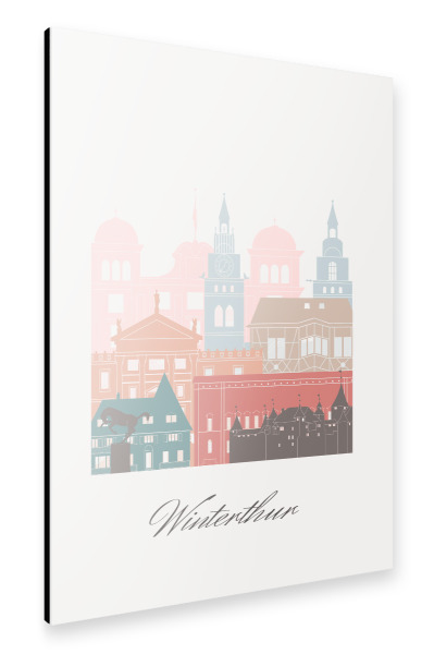 Alu-Dibond "Winterthurer Skyline in Pastell" 30x20 cm artboxONE