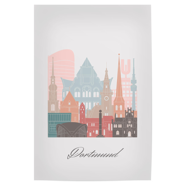 Poster 30x20 cm "Dortmunder Skyline im Pastellstil" artboxONE - Städte,Reise,Architektur,Kartografie