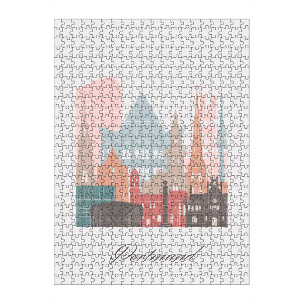 Puzzle Ravensburger "Dortmunder Skyline im Pastellstil" artboxONE - Städte,Reise,Architektur,Kartografie