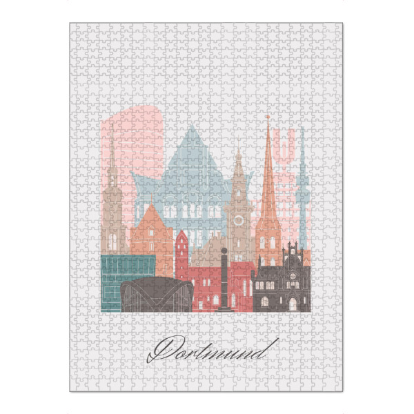 Puzzle Ravensburger "Dortmunder Skyline im Pastellstil" artboxONE - Städte,Reise,Architektur,Kartografie
