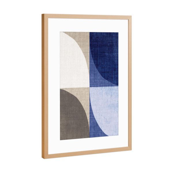 Poster mit Rahmen Kupfer "BLUE Linen - ZEN" artboxONE - Abstrakt - Japandi,Modern,Art,Wabisabi,Ibiza,Kunstdruck,Vacation,Geschenk,Einrichtung