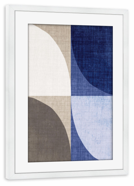 Poster mit Rahmen weiß "BLUE Linen - ZEN" artboxONE - Abstrakt - Japandi,Modern,Art,Wabisabi,Ibiza,Kunstdruck,Vacation,Geschenk,Einrichtung