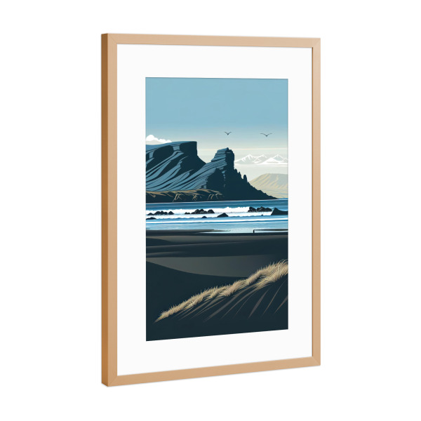 Poster mit Rahmen Kupfer "Der schwarze Strand" artboxONE - Natur,Reise