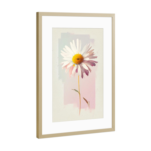 Poster mit Rahmen Gold "Ölgemälde-Gänseblümchenblume" artboxONE - Floral
