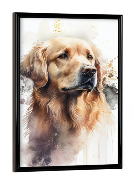 Poster mit schwarzem Rahmen "Golden Retriever-Porträt" artboxONE - Tiere