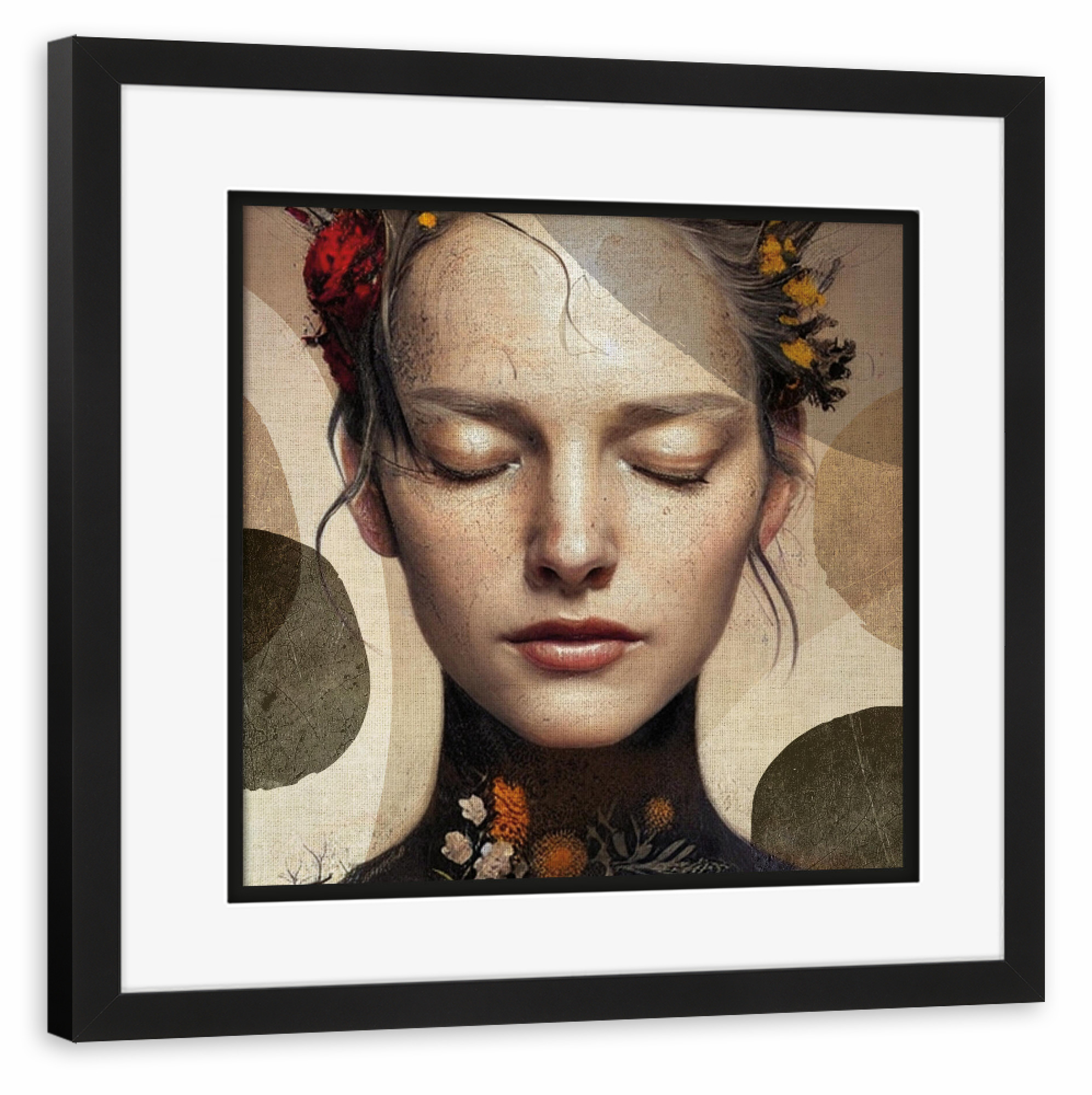 Poster mit Rahmen schwarz "LINEN - woman with closed eyes" artboxONE - Abstrakt - Modern,Art,Kunstdruck,Geschenk,Einrichtung,Abstrakt,Kunst,Woman