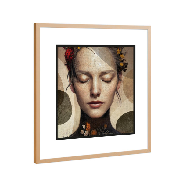 Poster mit Rahmen Kupfer "LINEN - woman with closed eyes" artboxONE - Abstrakt - Modern,Art,Kunstdruck,Geschenk,Einrichtung,Abstrakt,Kunst,Woman