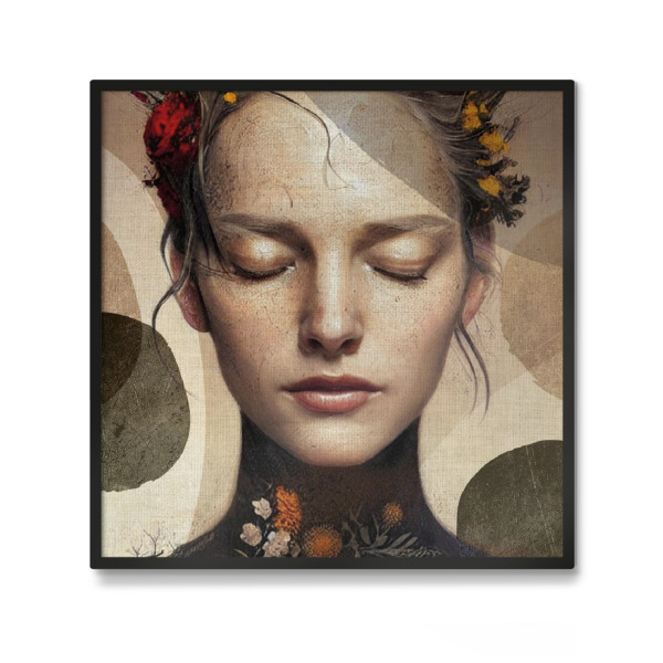 Galerie-Print "LINEN - woman with closed eyes" 30x30 cm artboxONE
