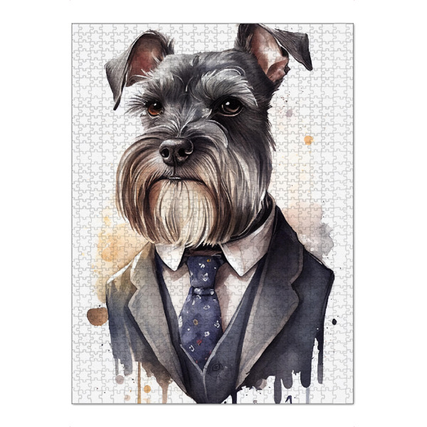 Puzzle Ravensburger "Zwergschnauzer-Business-Hund" artboxONE - Tiere,Lustig
