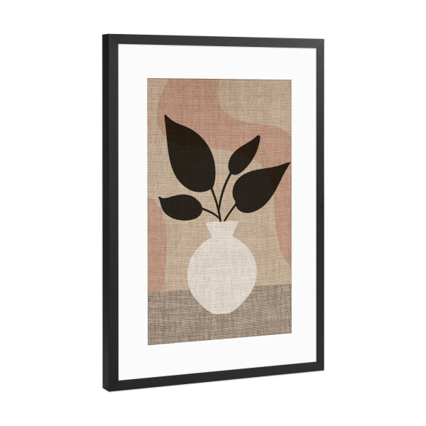 Poster mit Rahmen Schwarz (Metallic) "LINEN - plant LOLA" artboxONE - Abstrakt